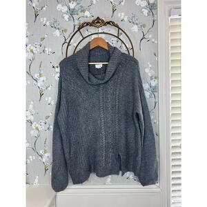 Caslon Dark Gray Cowlneck Knit Sweater - Size Large